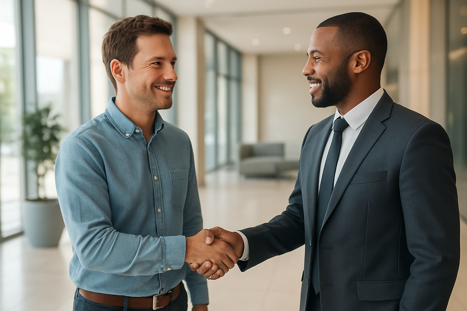 Business leader shaking hands with an outsourced HR consulting partner
