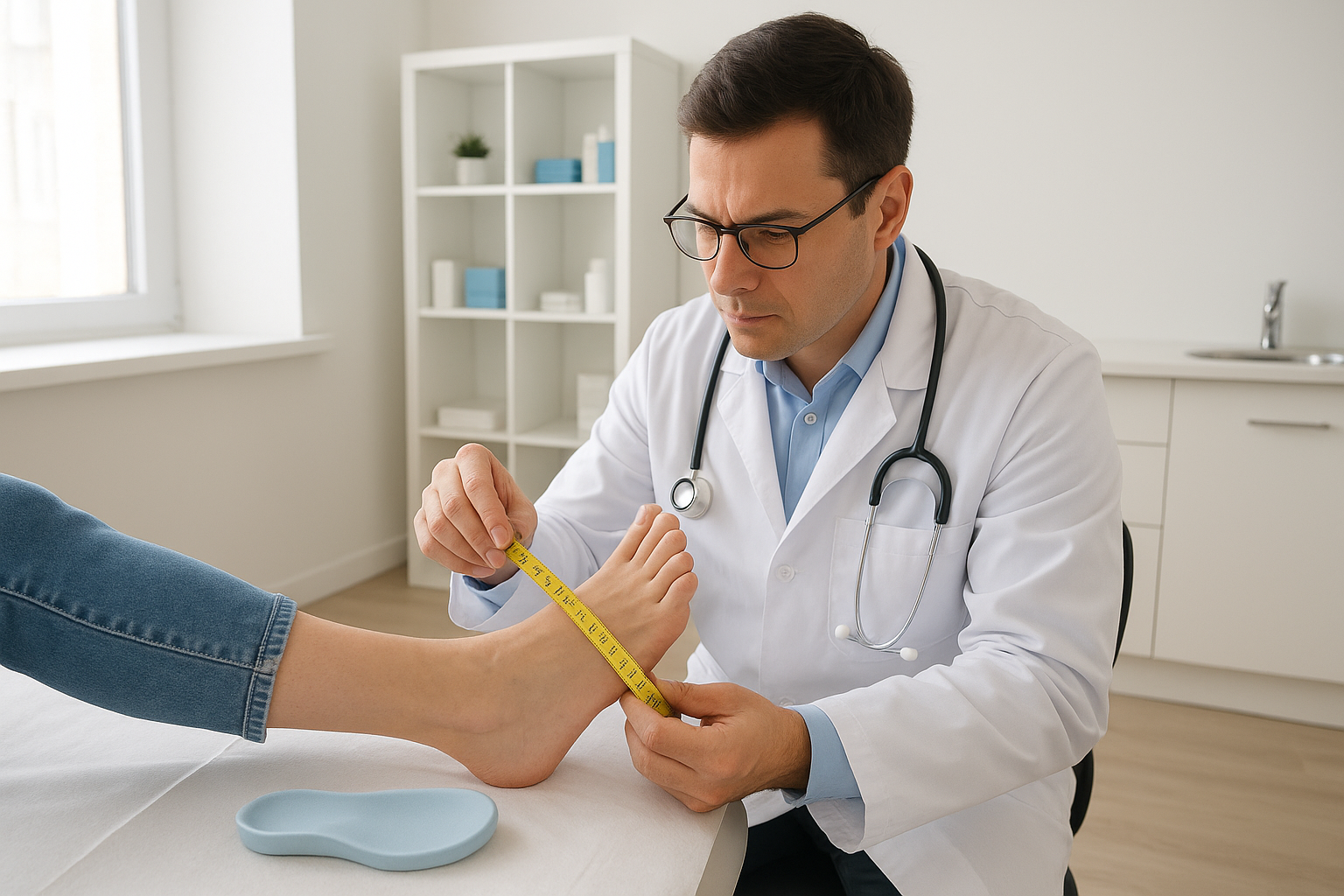 Podiatrist taking a foot mold to fabricate a custom orthotic with heel post support