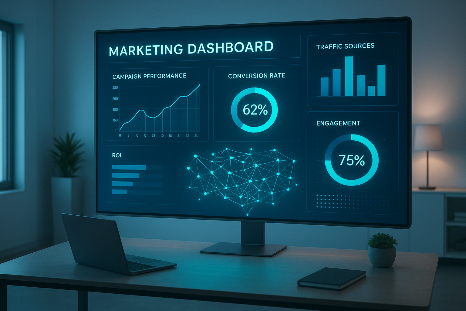 Dashboard showing how AI in digital marketing automates campaign analytics