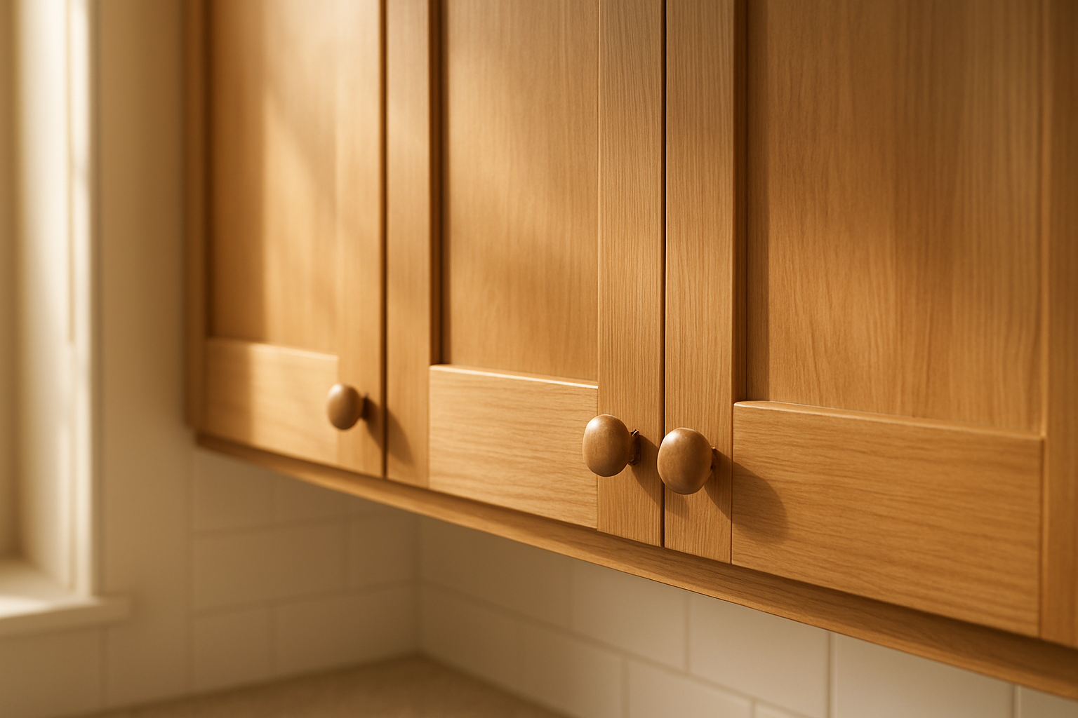 Close-up of custom cabinet doors Cincinnati kitchen with shaker-style panel design
