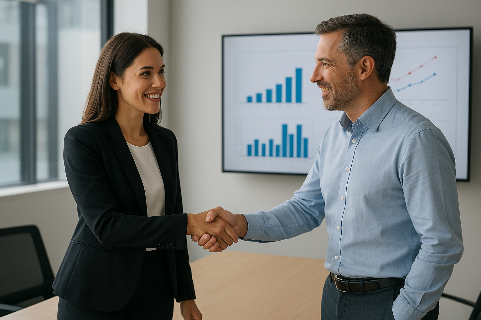 HR consultant and small business leader discussing HR metrics for small businesses during a consultation