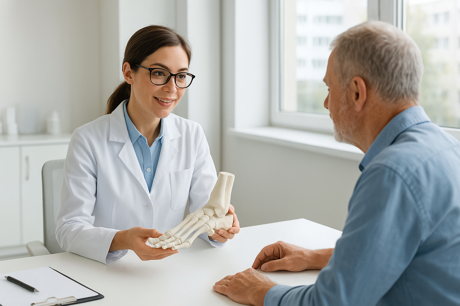 Podiatrist consultation for custom orthotic fitting