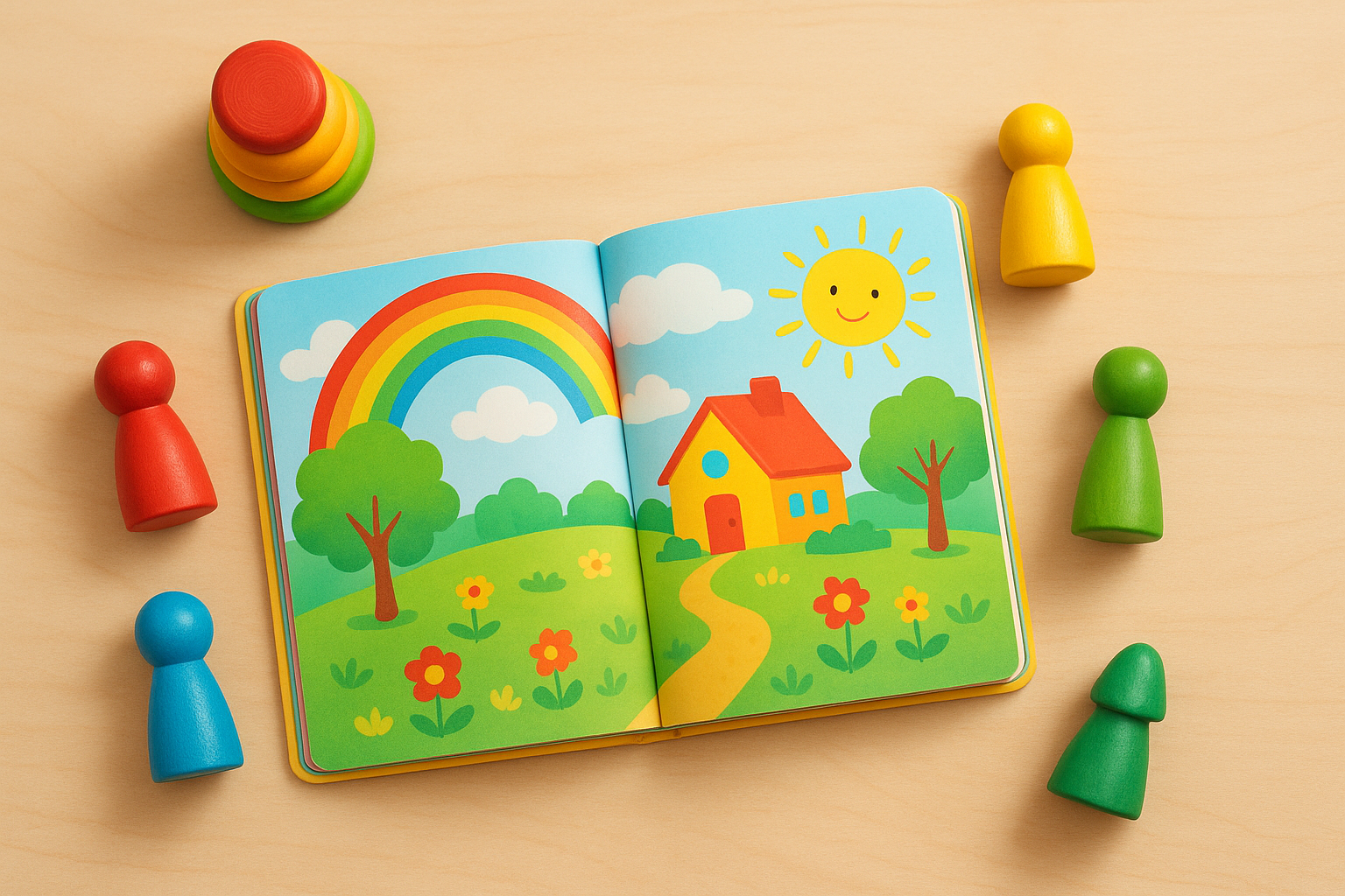 Storybook and toys used in a core vocabulary speech therapy activity