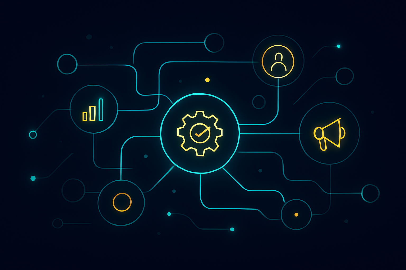 Abstract network illustrating automated SEO monitoring and AI-driven optimization