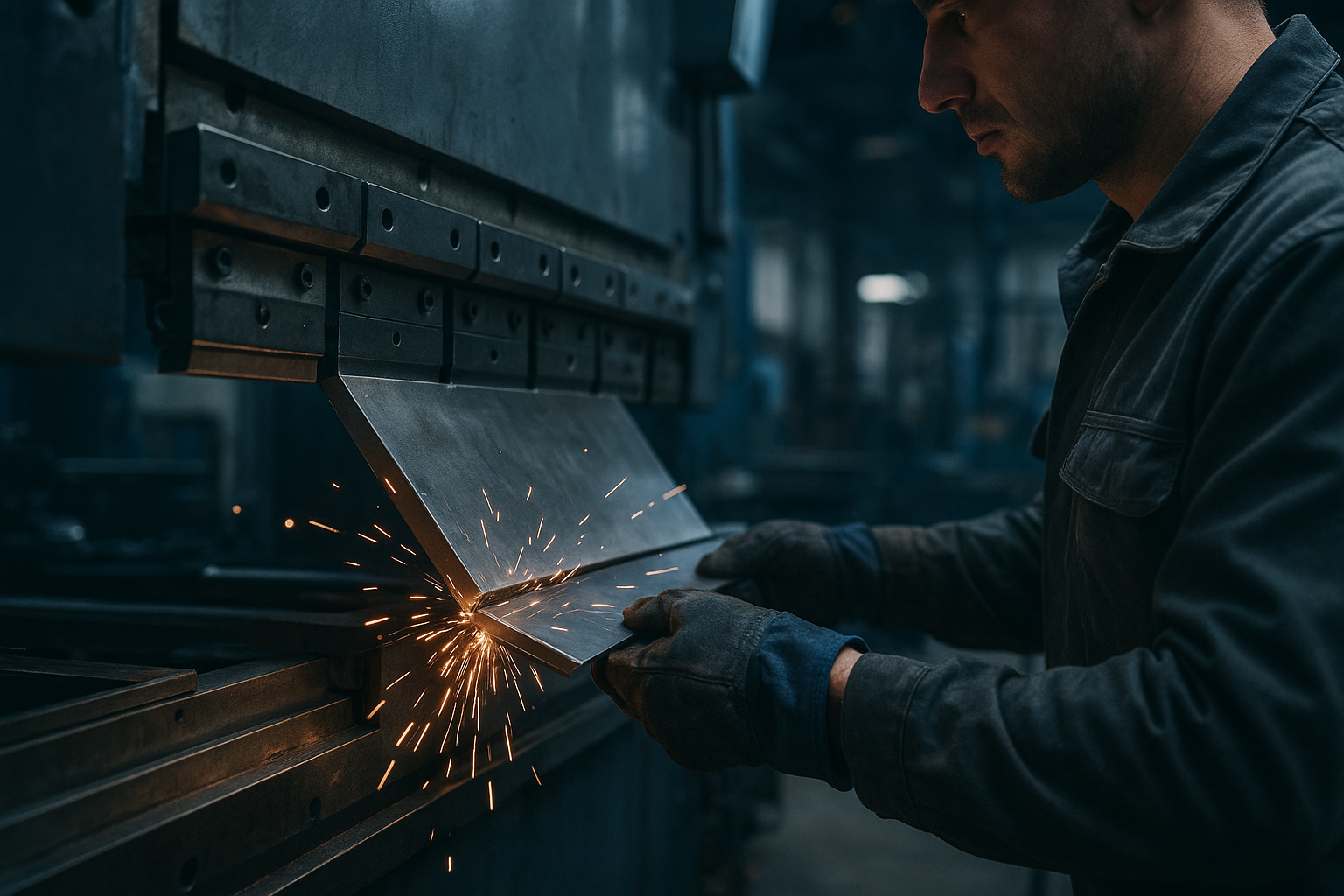 Fabricator using CNC machinery during sheet metal fabrication for a commercial installation