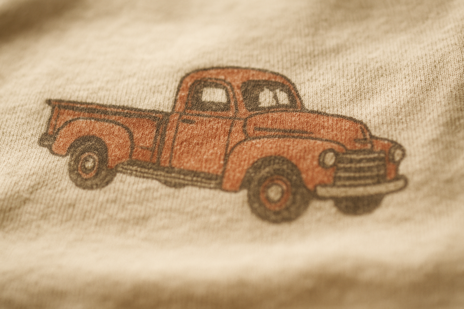 Close-up of soft-feel fabric and screen print detail on a kids' vintage graphic tee