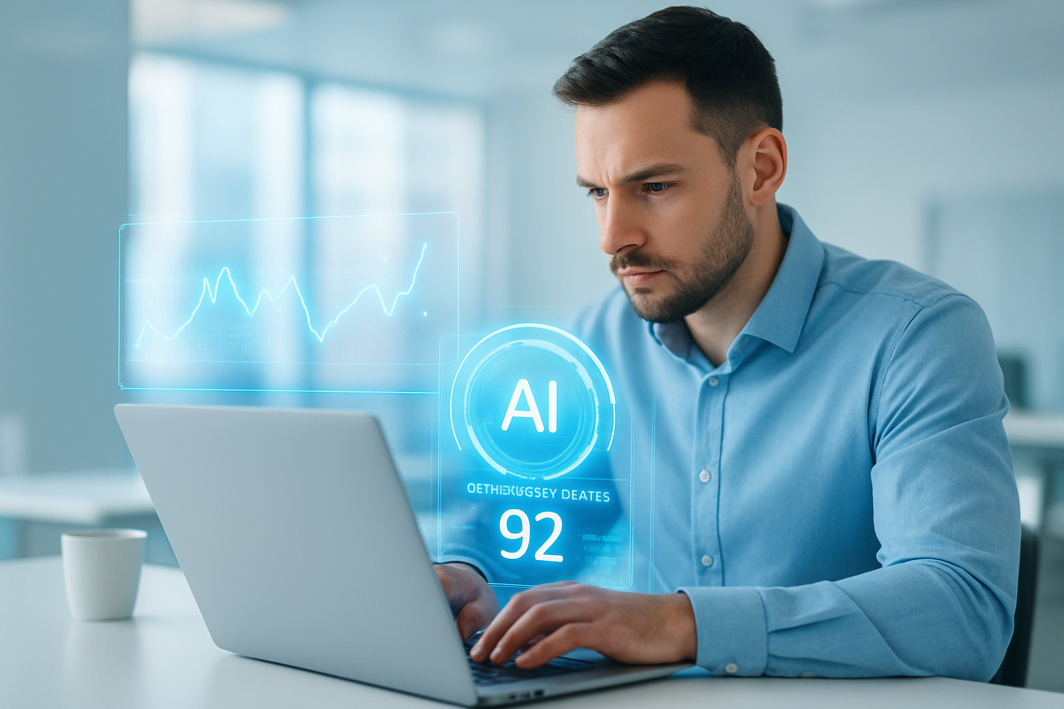 Professional using AI website performance optimization tools to improve site speed and rankings