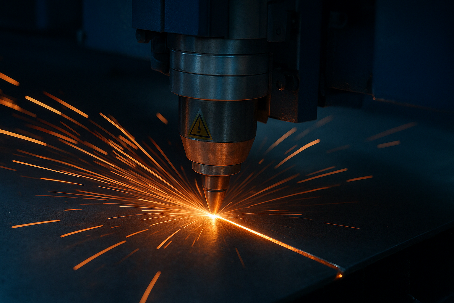 CNC laser cutting machine used by a sheet metal fabrication contractor to cut steel sheet