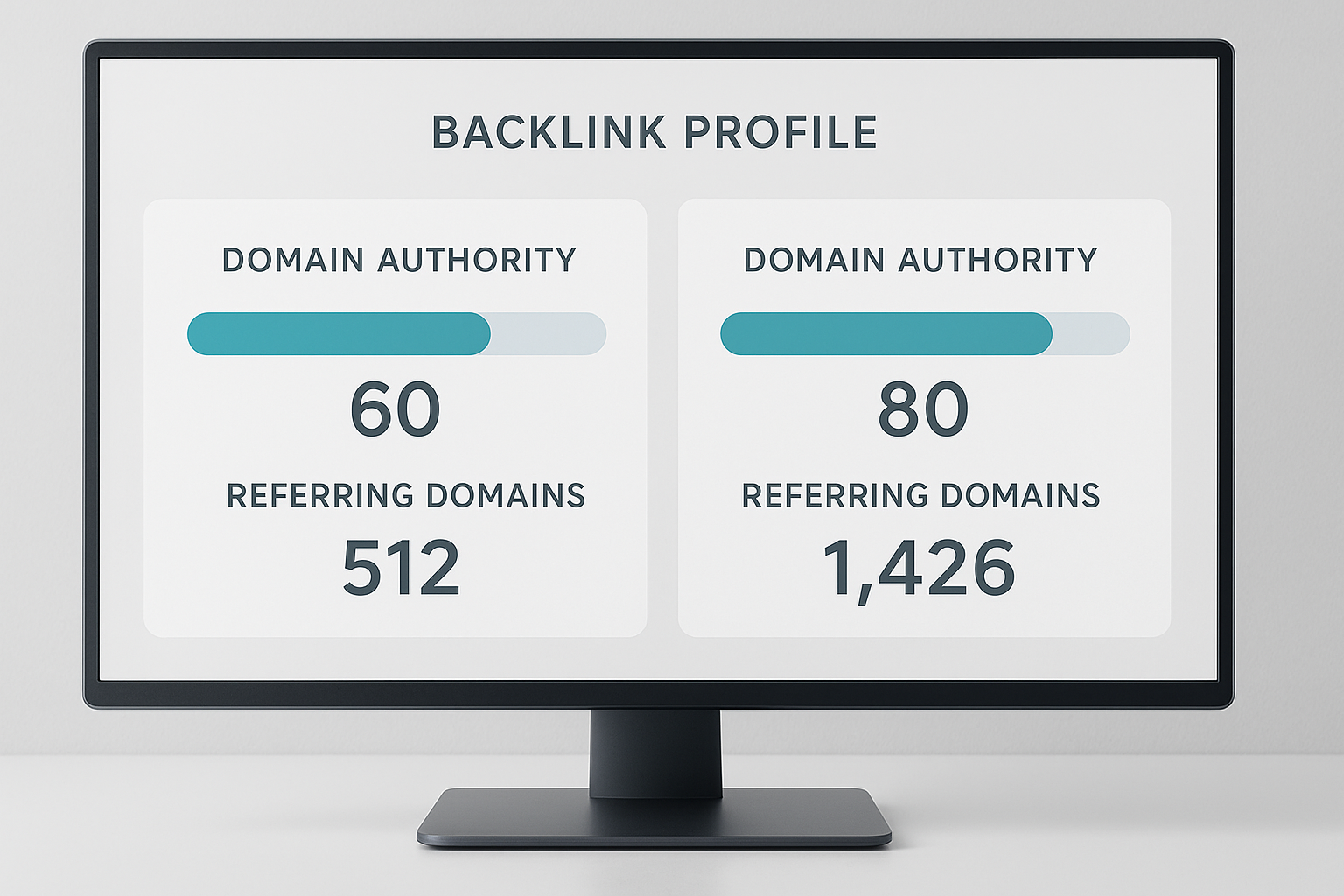 Side-by-side competitor backlink profile comparison in an SEO tool interface