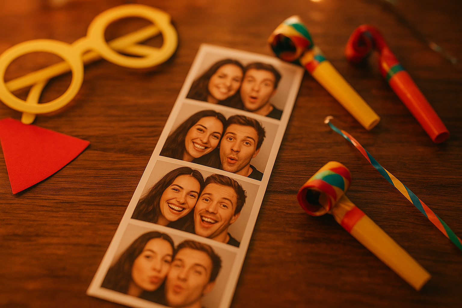 Printed photo strips from a Prints package photo booth rental