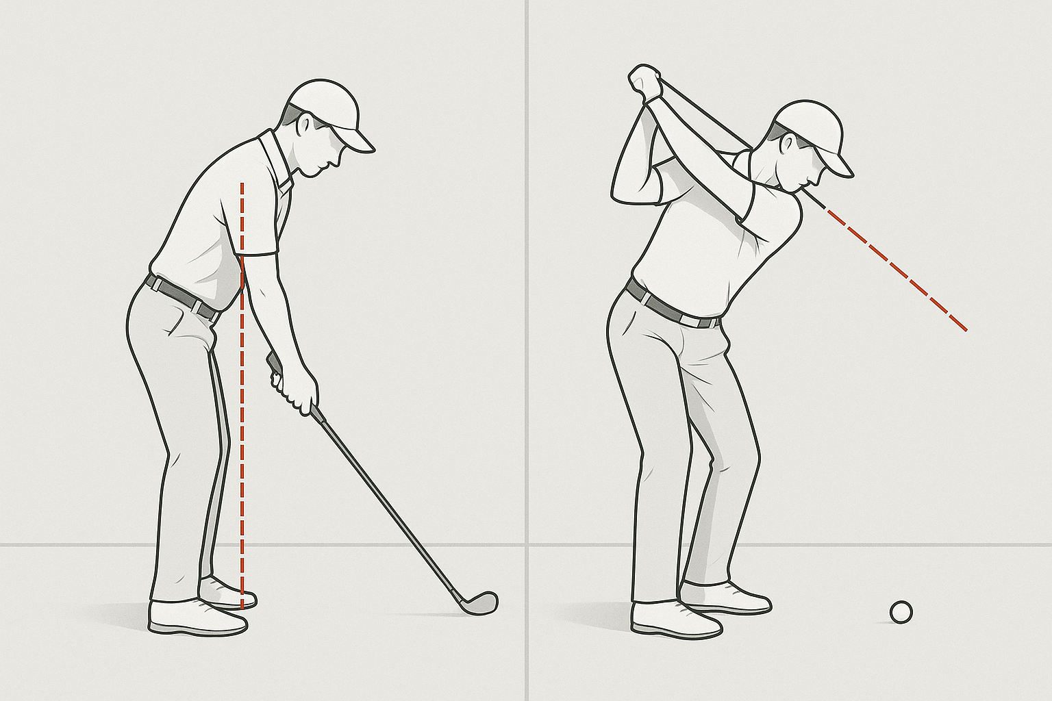 Side-by-side golf swing posture comparison used for biomechanical coaching analysis