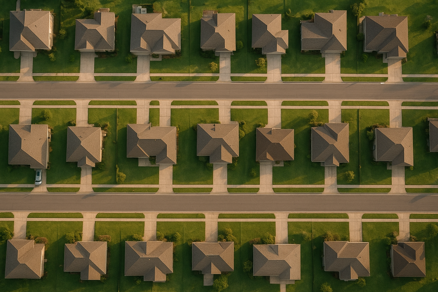 Aerial view of a New Iberia neighborhood captured by a professional real estate drone