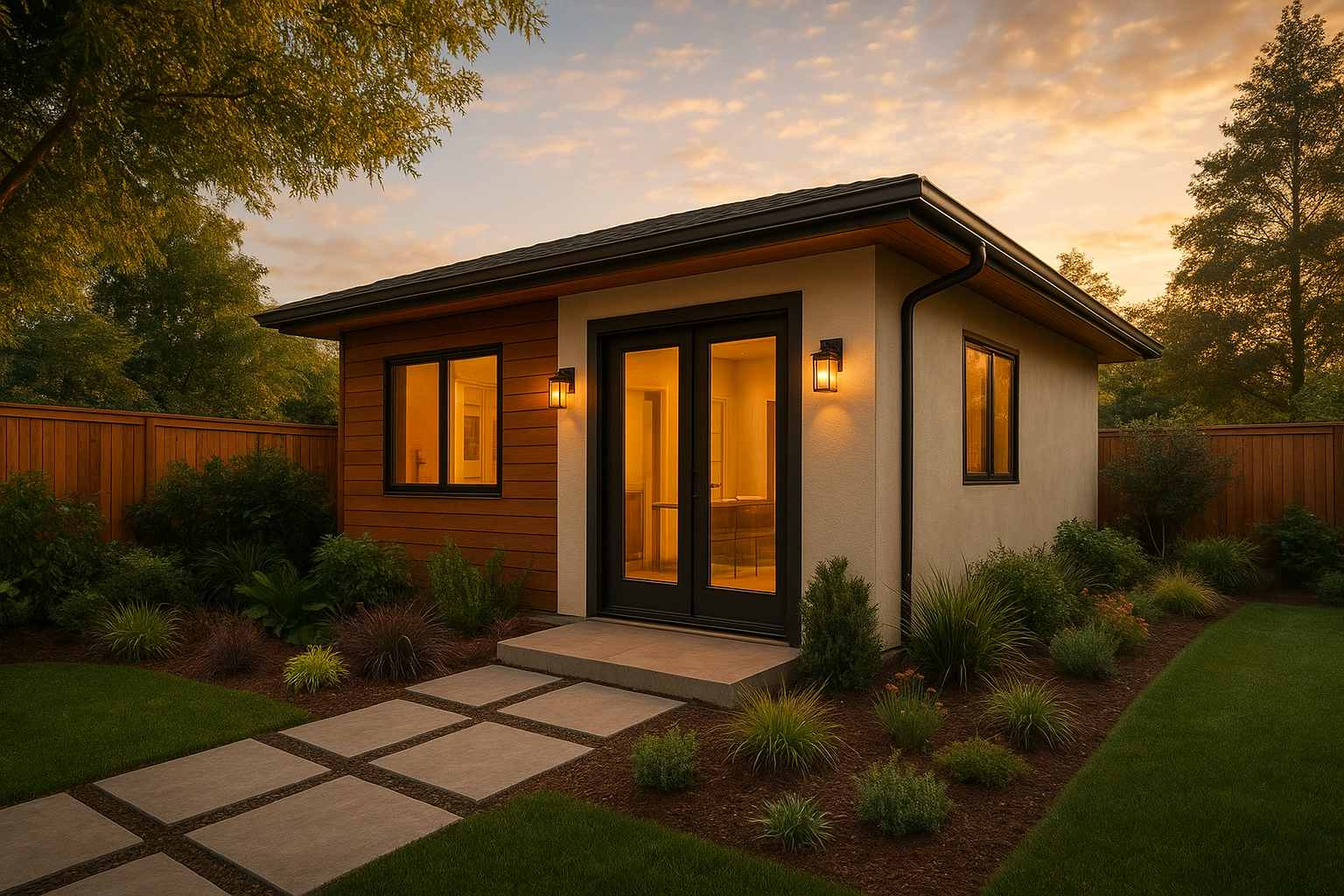 Detached ADU guest house in Southern California backyard demonstrating adu property value increase