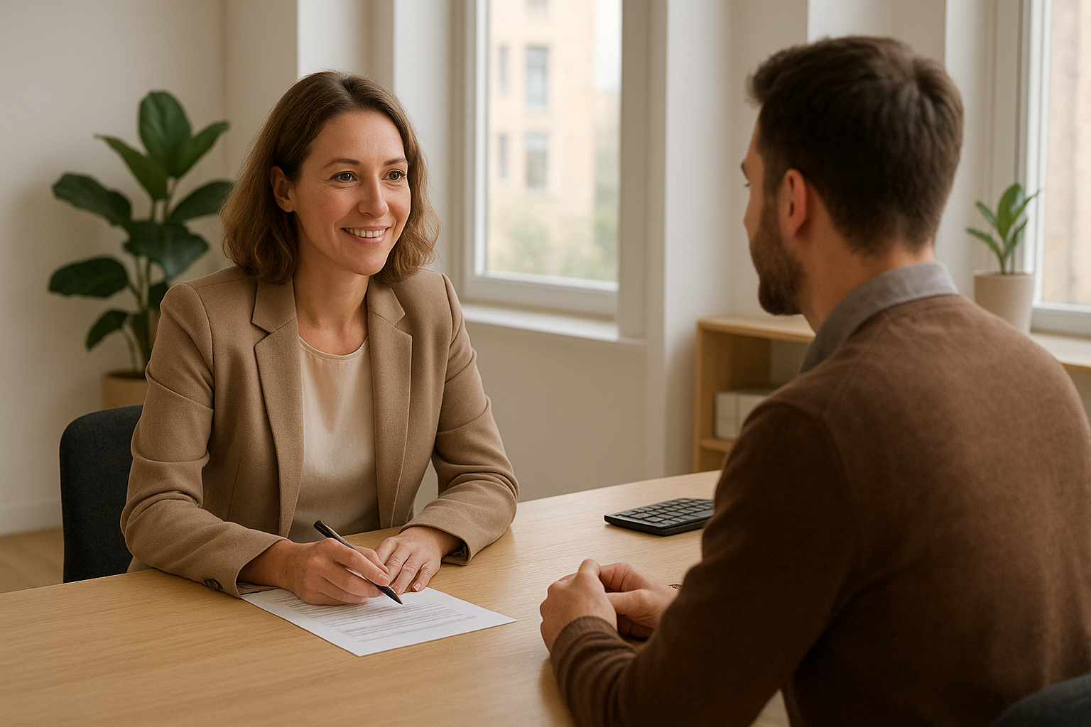 HR professional providing human resources advice for employees in a modern office setting