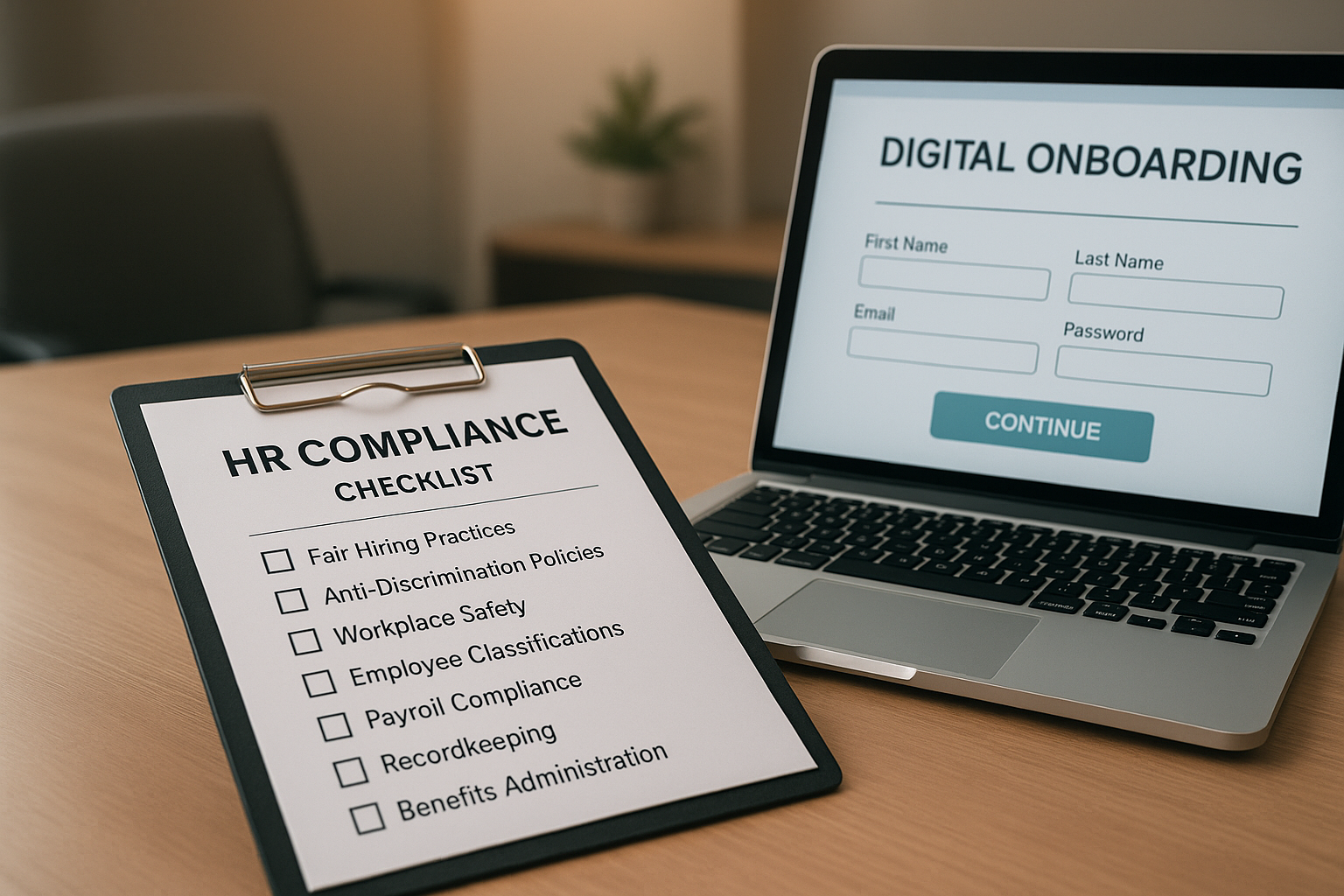 HR compliance checklist used during the employee onboarding process for new hire documentation