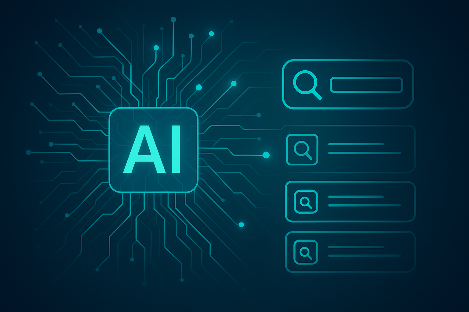 Abstract illustration representing AI automation in SEO tools for digital agencies