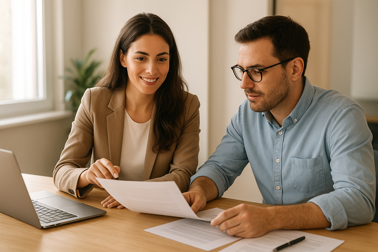 HR consultant meeting with a small business owner to discuss the best HR consultancy options