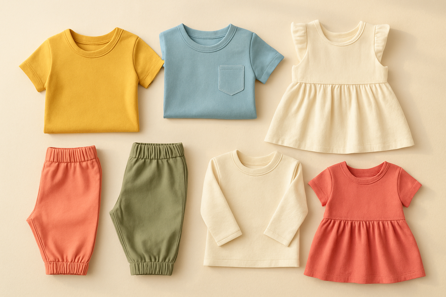 Curated kids clothes rental program bundle with colorful premium children's outfits arranged neatly