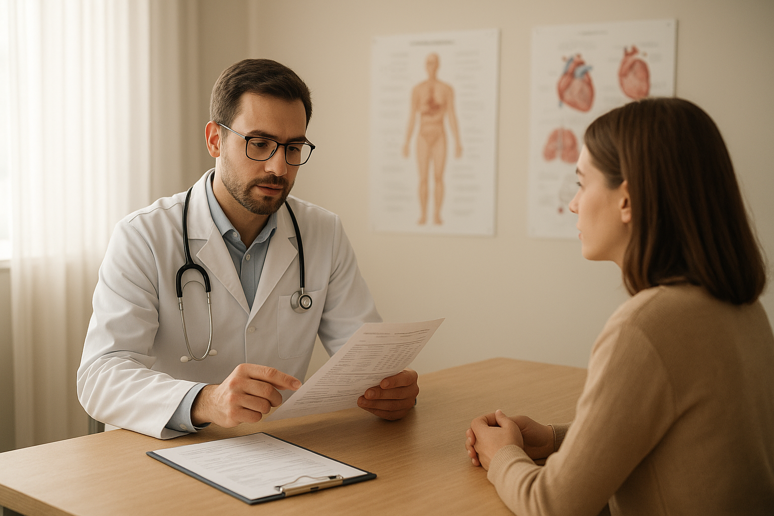 Physician reviewing bioidentical hormone therapy Ontario treatment plan with a patient