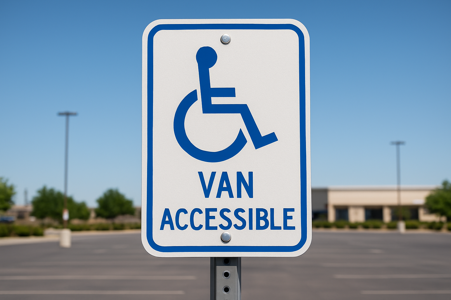 Van-accessible parking sign mounted correctly during signage installation in Denton TX