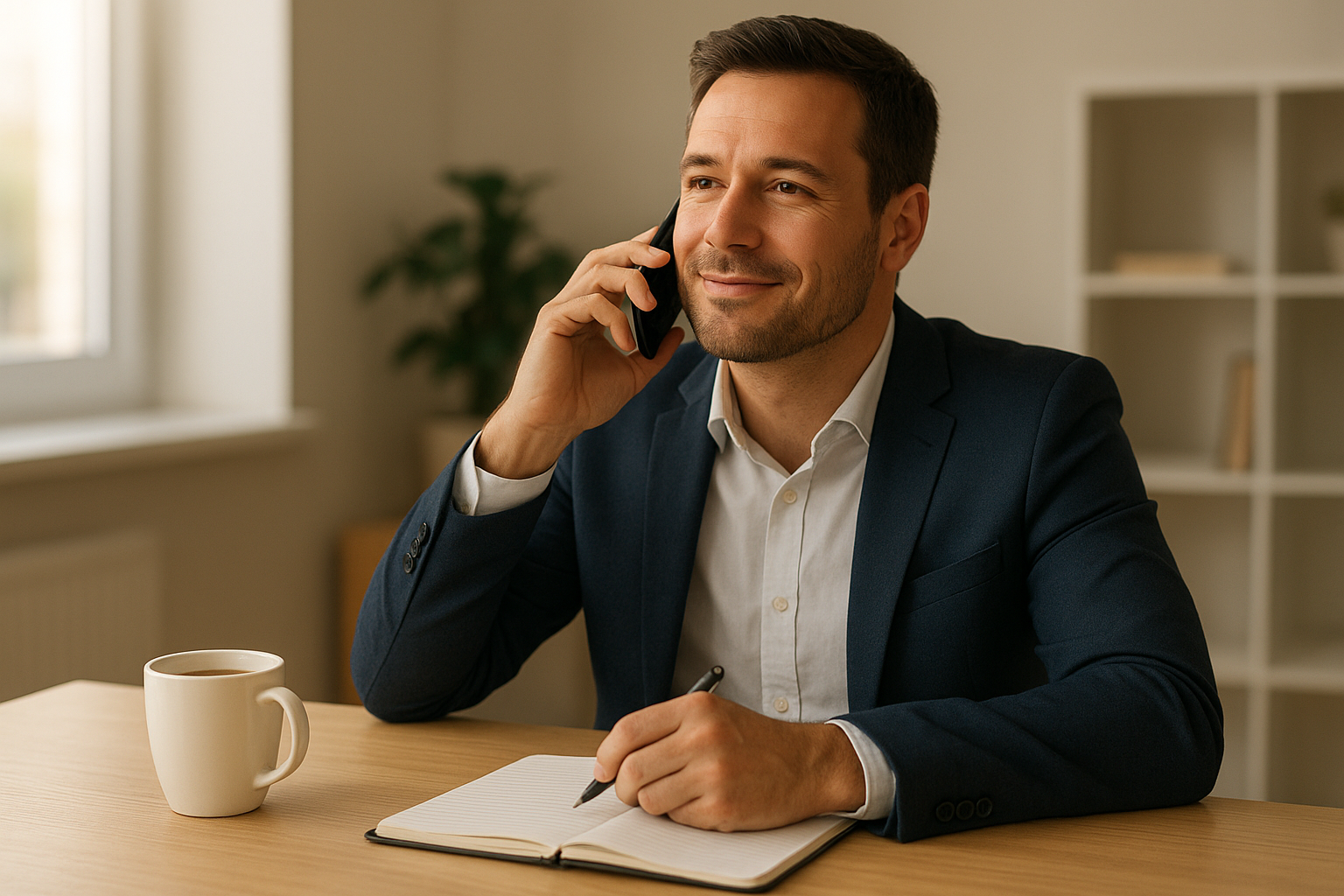 Business owner calling an HR expert to discuss HR leadership for growing companies