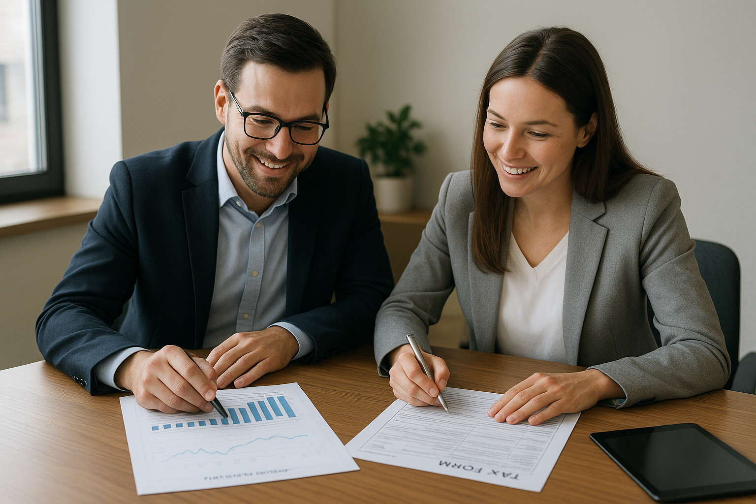 Business owner reviewing financial reports with a Minneapolis accounting professional