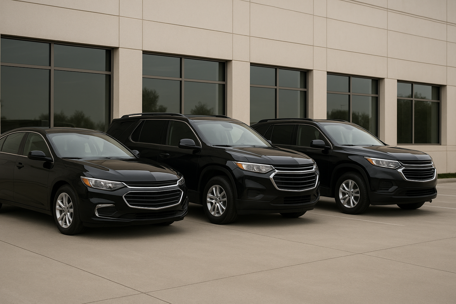 Fleet of Basic Black and luxury vehicles used for Charlotte event and airport transportation