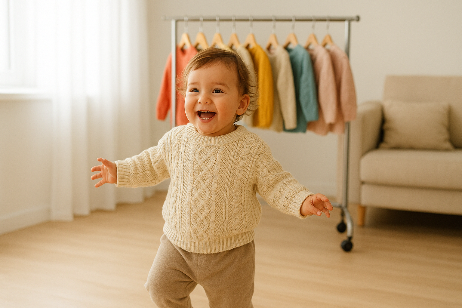 Toddler wearing premium clothing from a high-quality baby fashion rental wardrobe