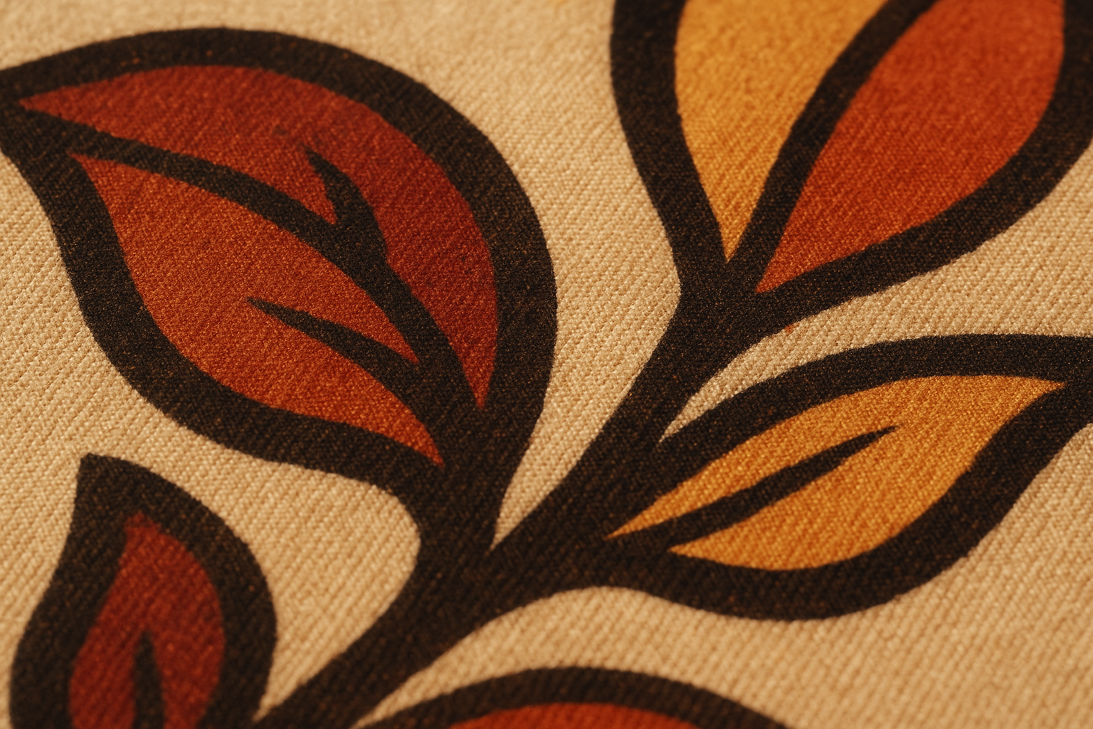 Close-up of durable screen printed ink on custom cotton fabric