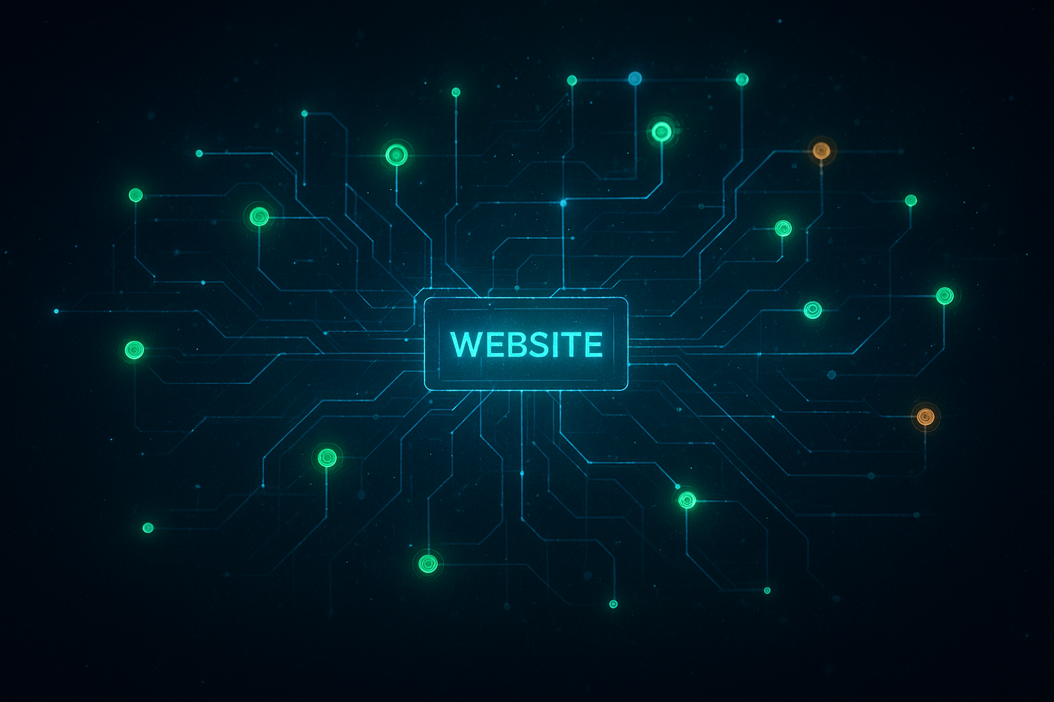 Abstract visualization of a WordPress site's technical SEO health network with automated fixes applied