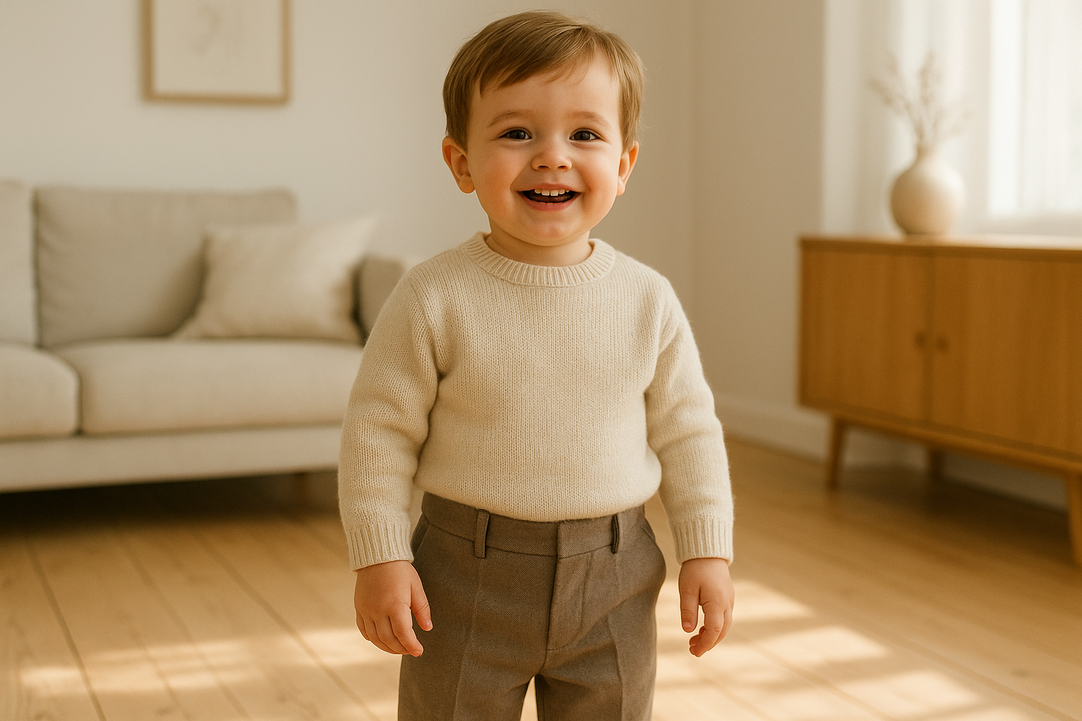 Young toddler wearing premium children's clothing from a curated high-quality kids' clothing subscription box