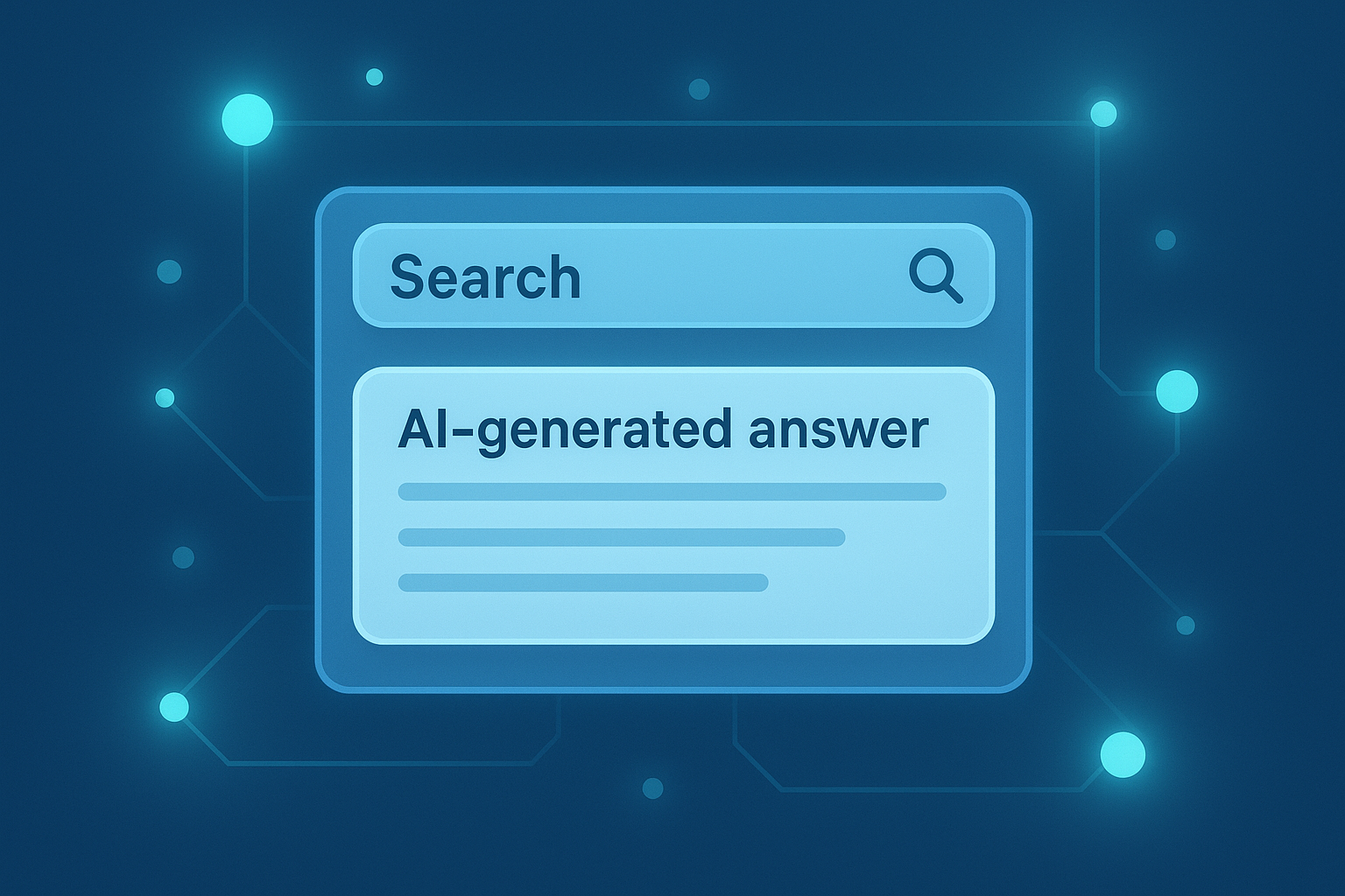 Illustration showing answer engine optimization strategies displayed as an AI-generated answer box