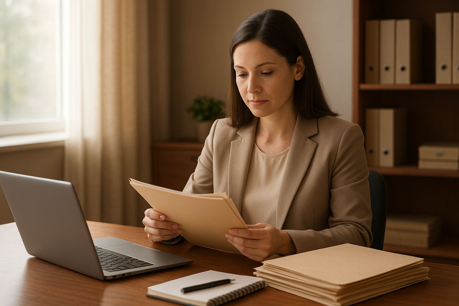 HR administrator reviewing employee files, illustrating the human resources administration definition in practice