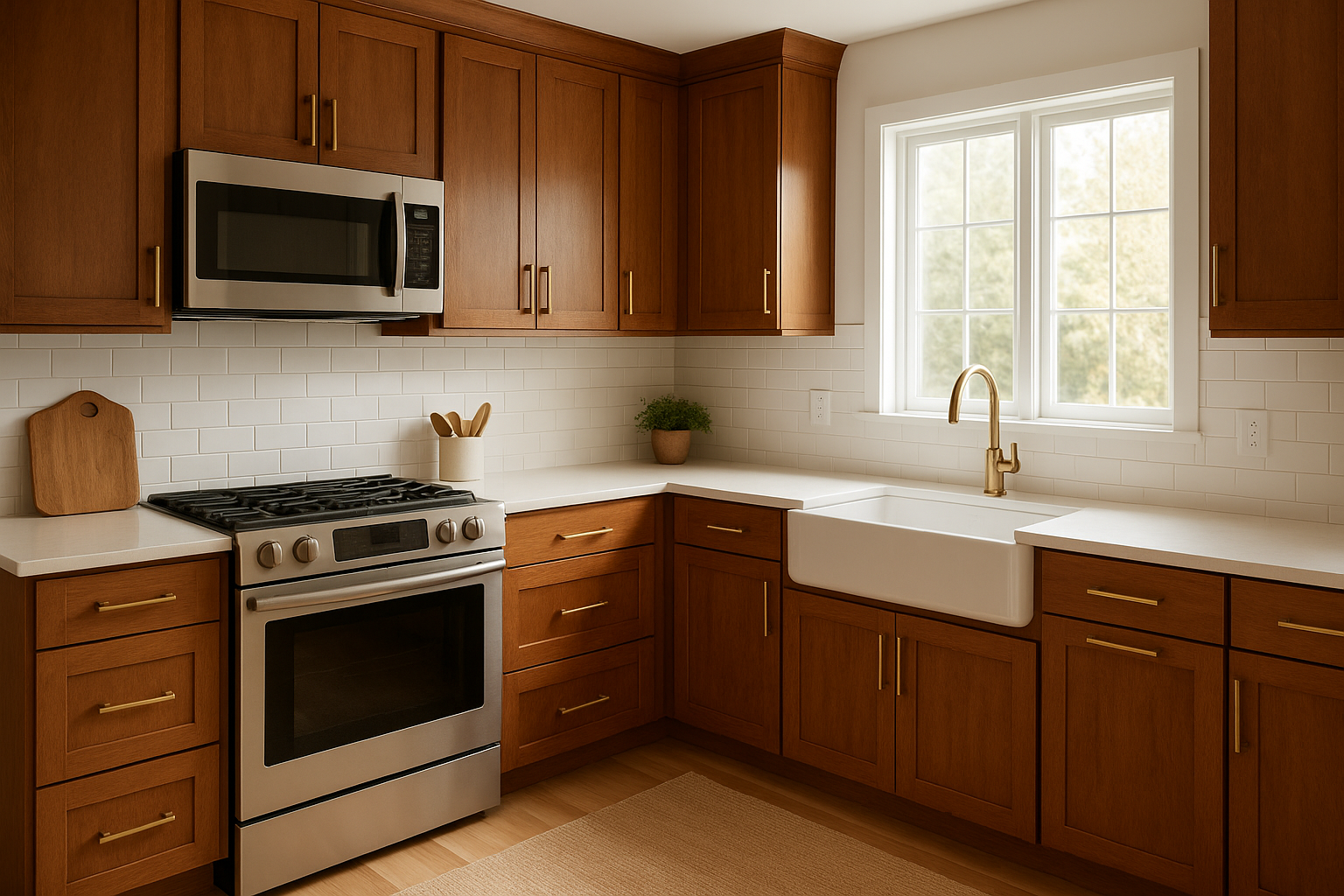 Premium cabinet refacing options showcased in a bright modern kitchen
