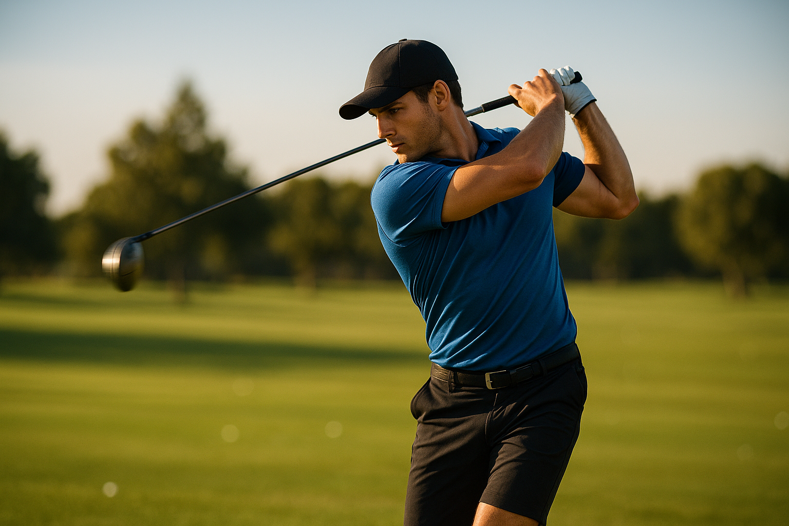 Golfer demonstrating proper mechanics for how to increase golf swing speed safely