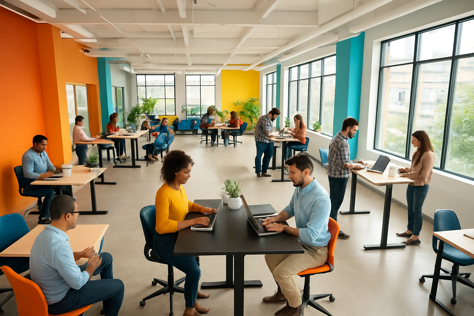 Modern open-plan office representing a thriving workplace culture supported by human capital management