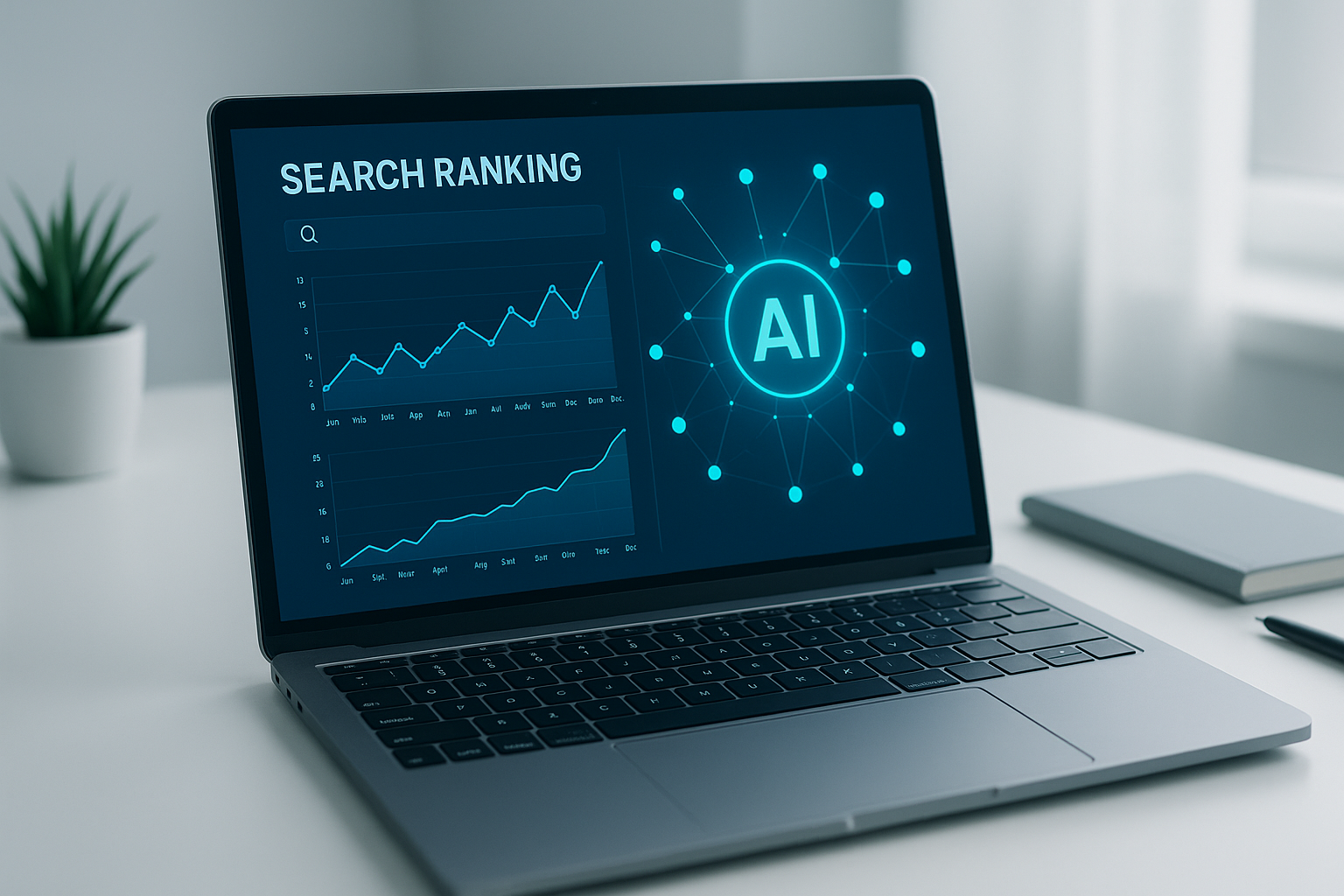 Dashboard displaying next-gen SEO solutions analytics and AI search ranking data