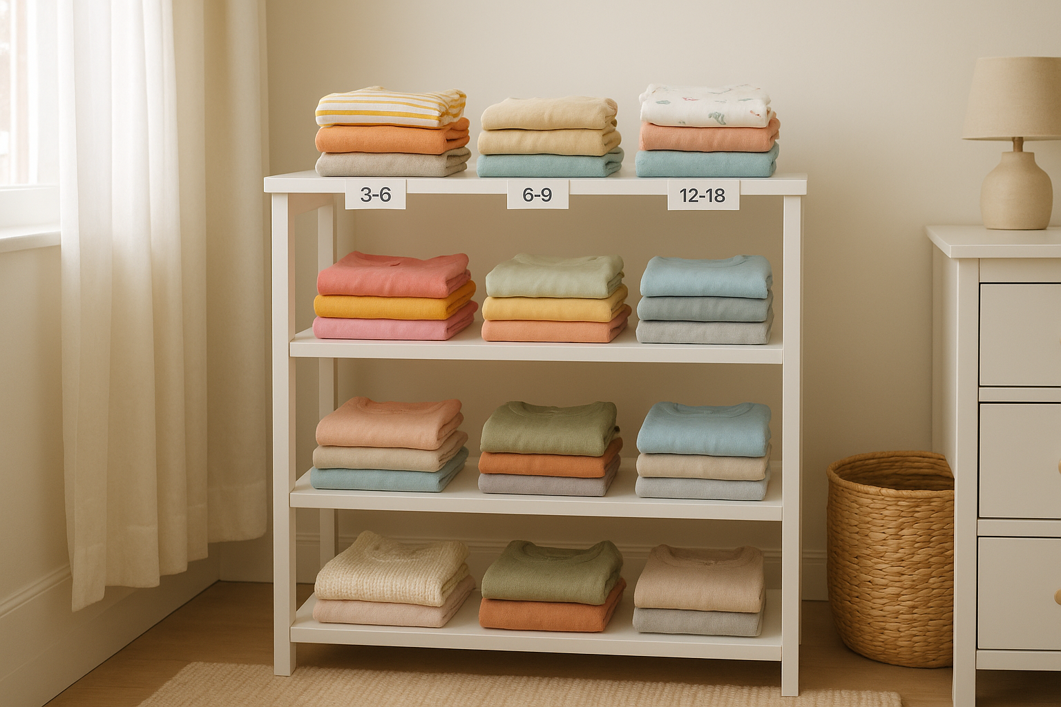 Rotating rack of children's clothing used for monthly kids clothes rental subscriptions