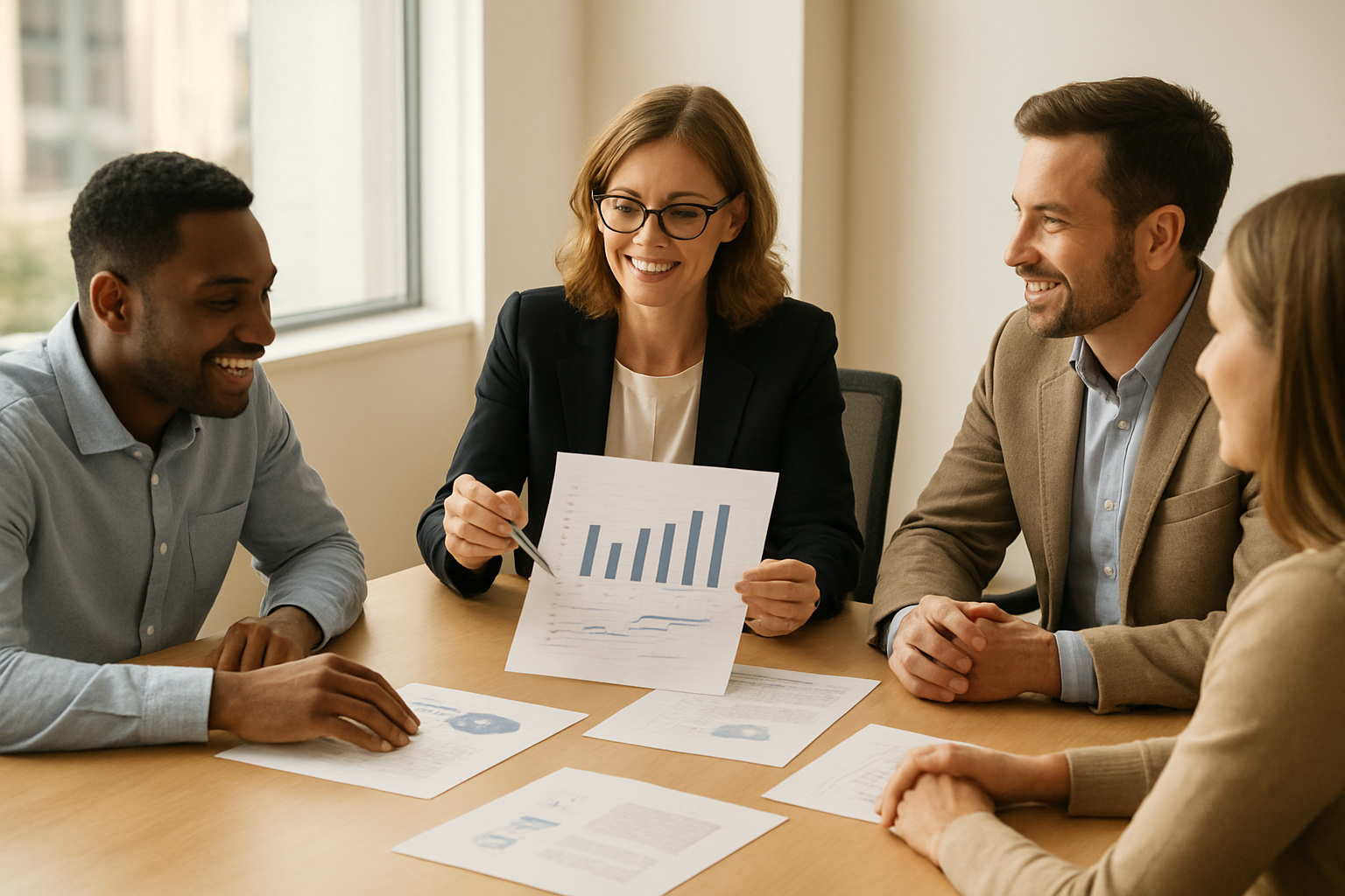 HCM service consultant reviewing workforce strategy with small business leaders