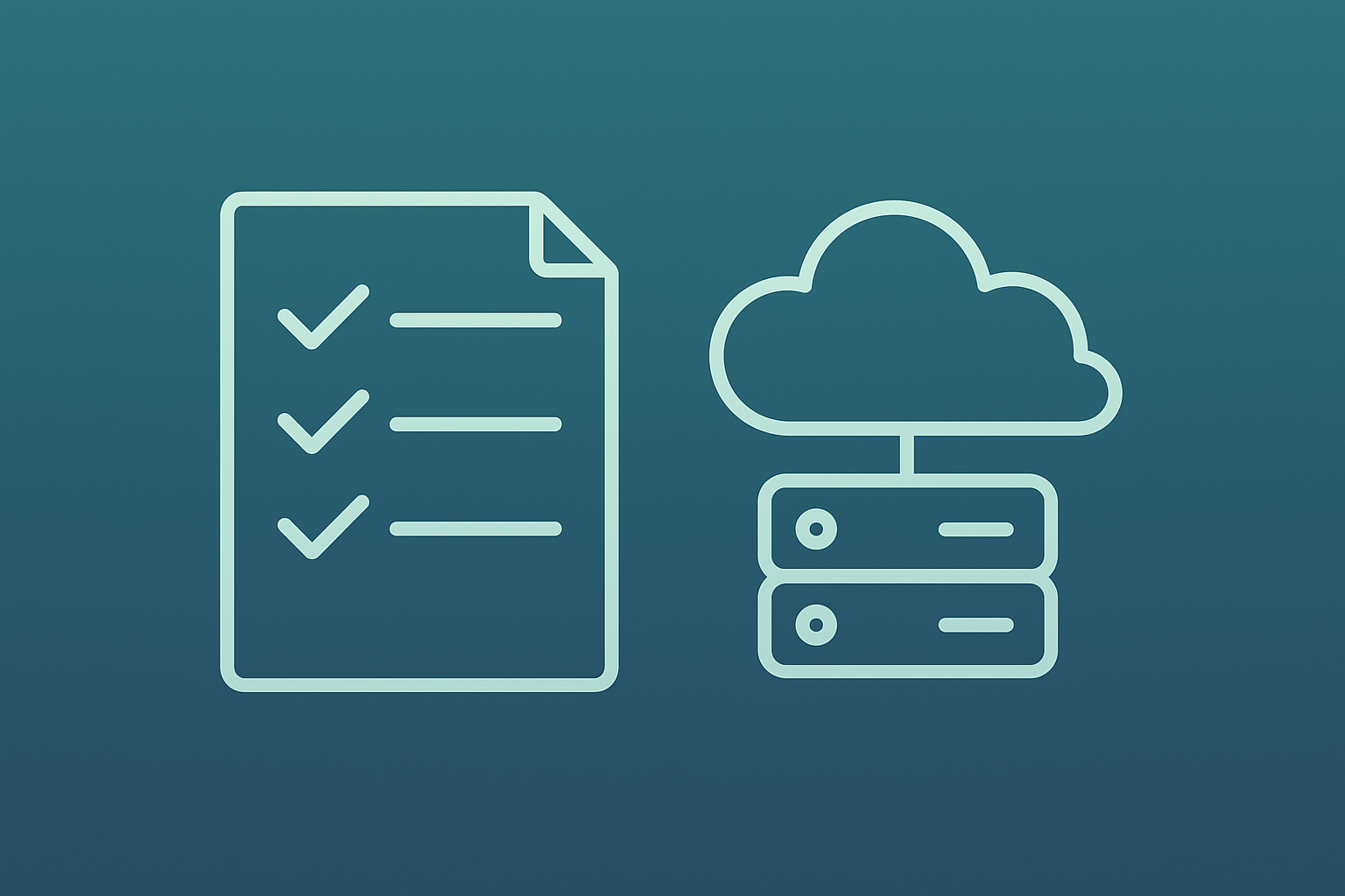 Checklist illustration representing the setup steps for migrating a business to a cloud file share