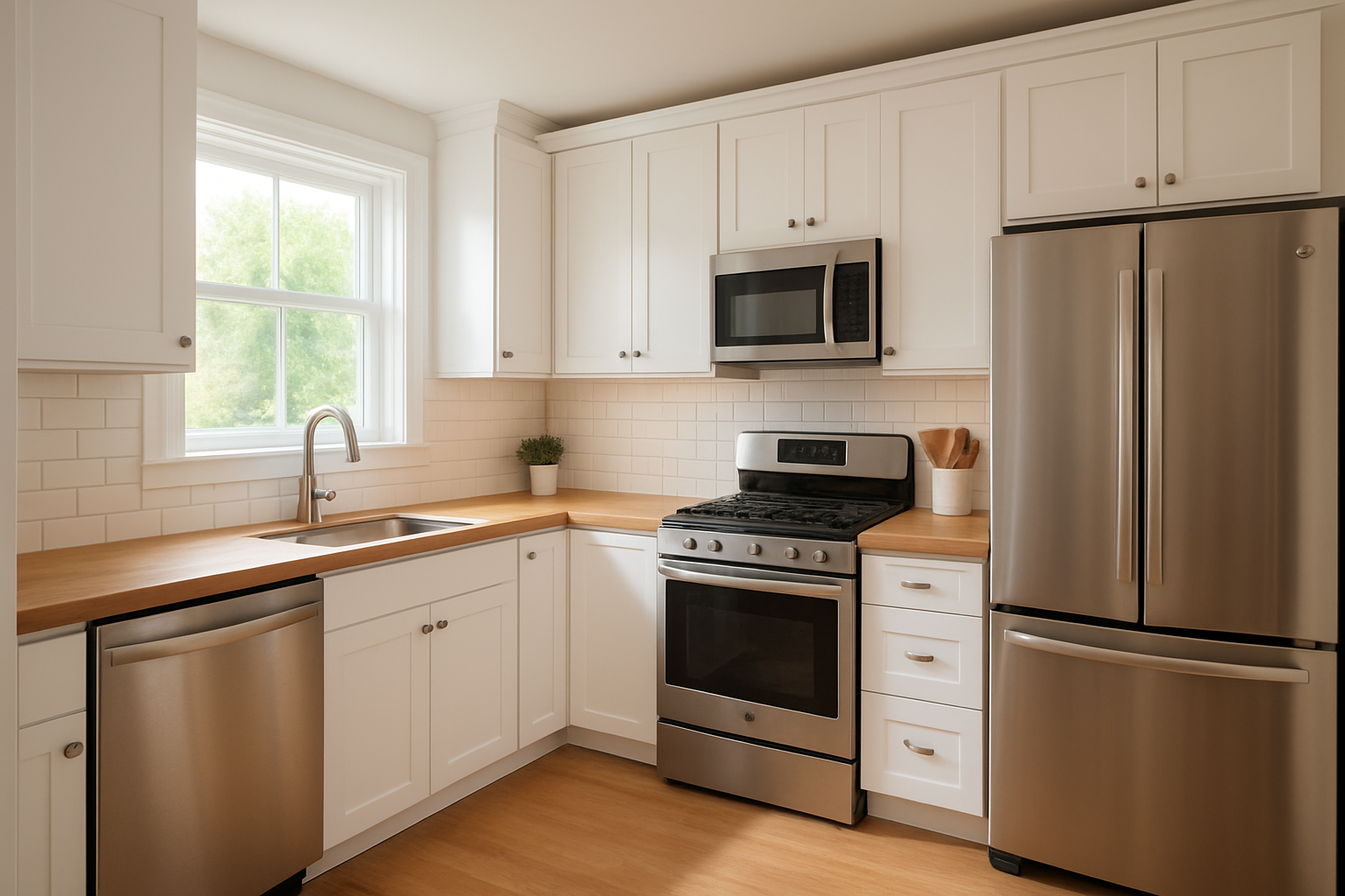Cabinet experts Cincinnati completing a professional kitchen cabinet refacing transformation with white shaker doors