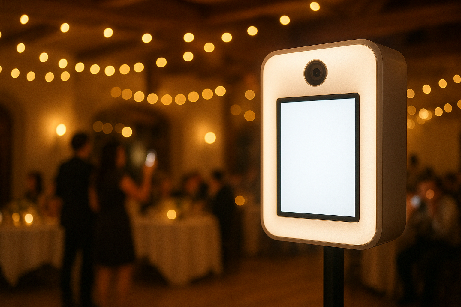 Digital photobooth rental Haubstadt Indiana setup at an evening reception