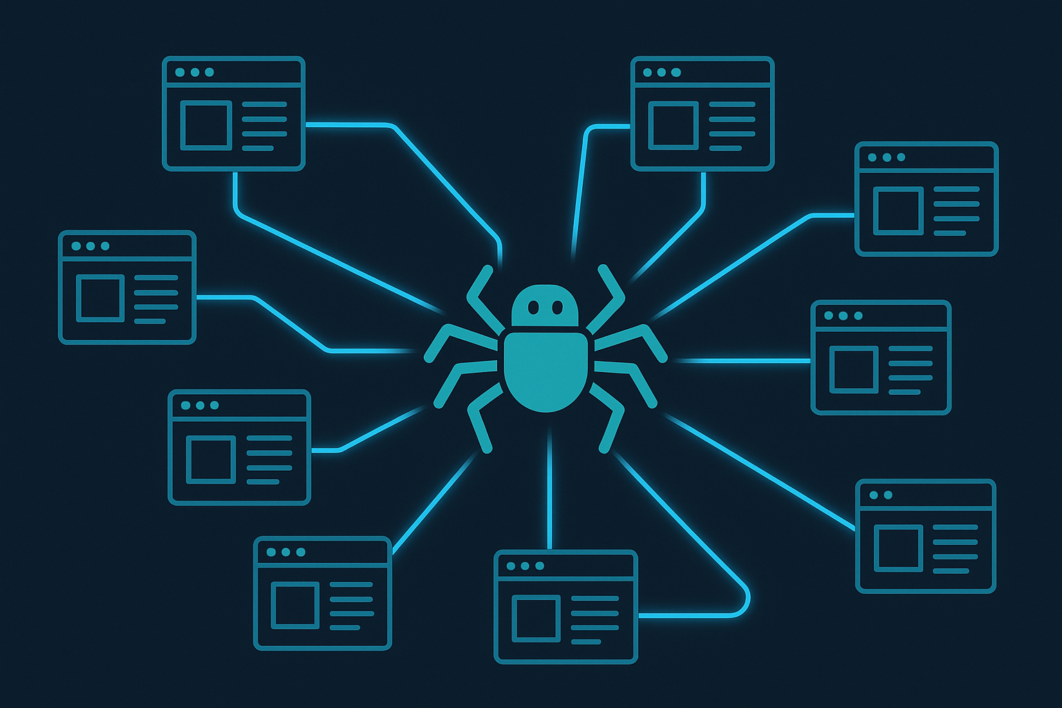 Diagram showing how web crawls follow links between pages in a network structure