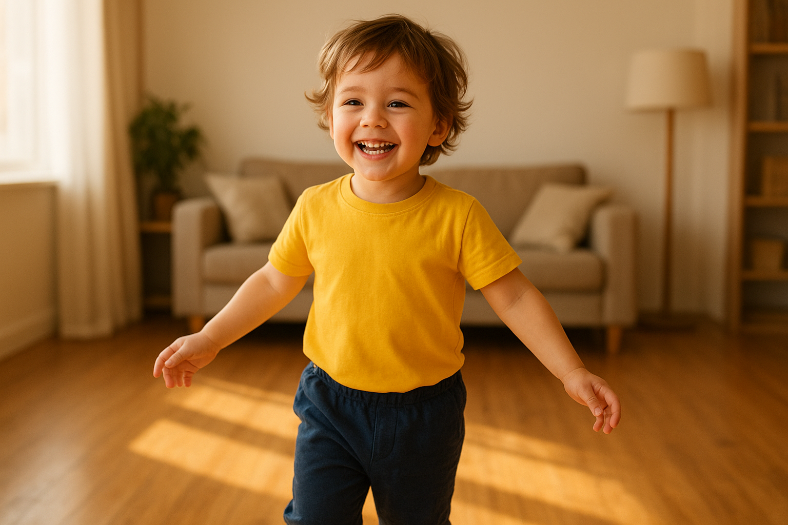 Young child wearing a coordinated outfit received from a monthly kids clothing subscription box