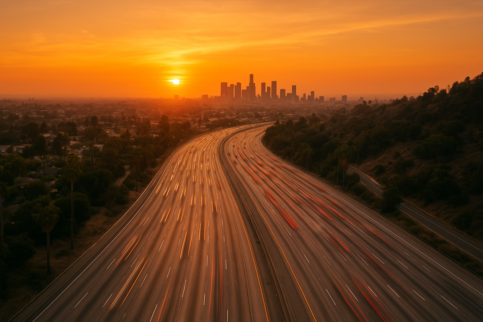 Southern California freeway route connecting Orange County to Los Angeles International Airport