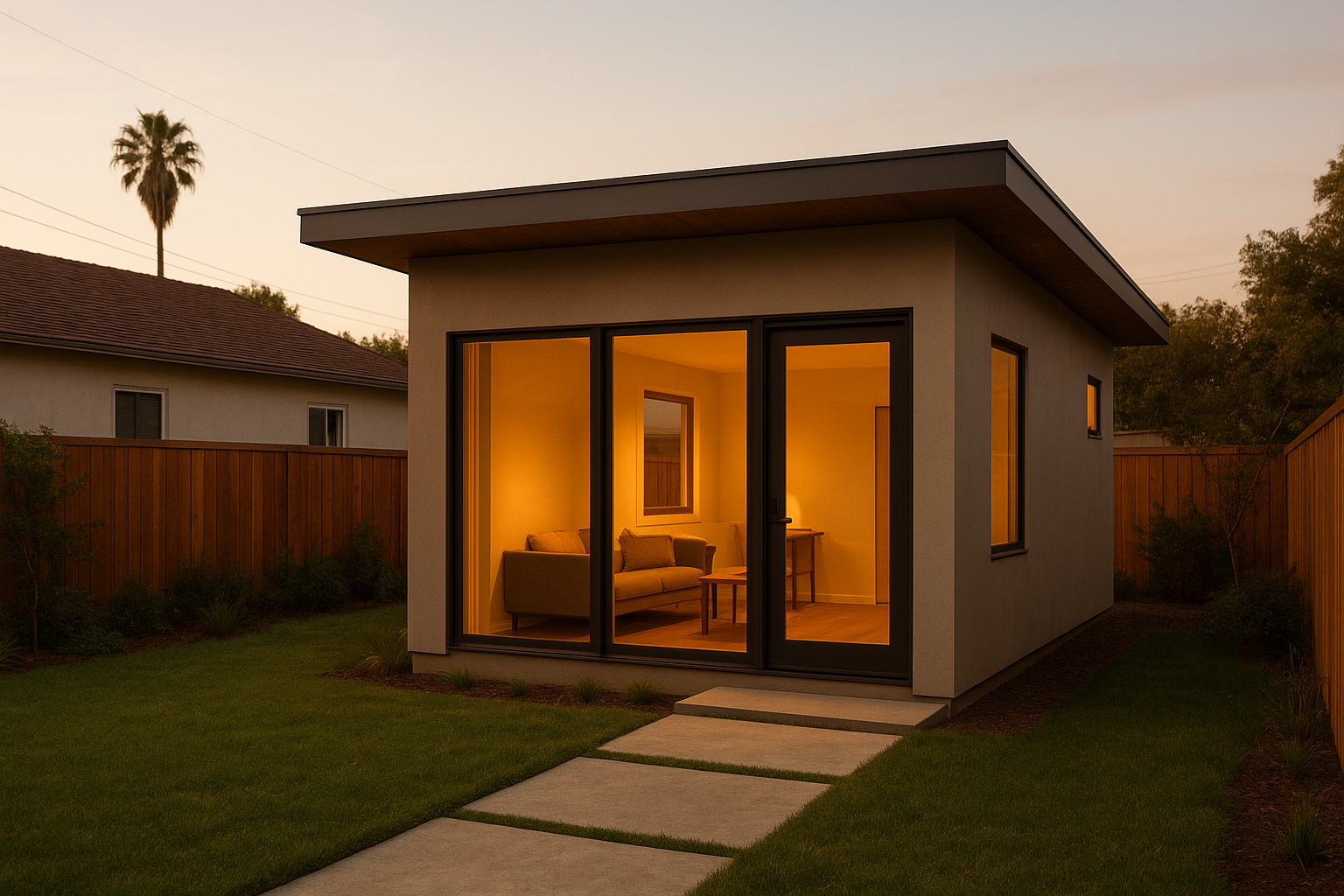 Reliable ADU contractor Los Angeles County building a modern detached backyard unit