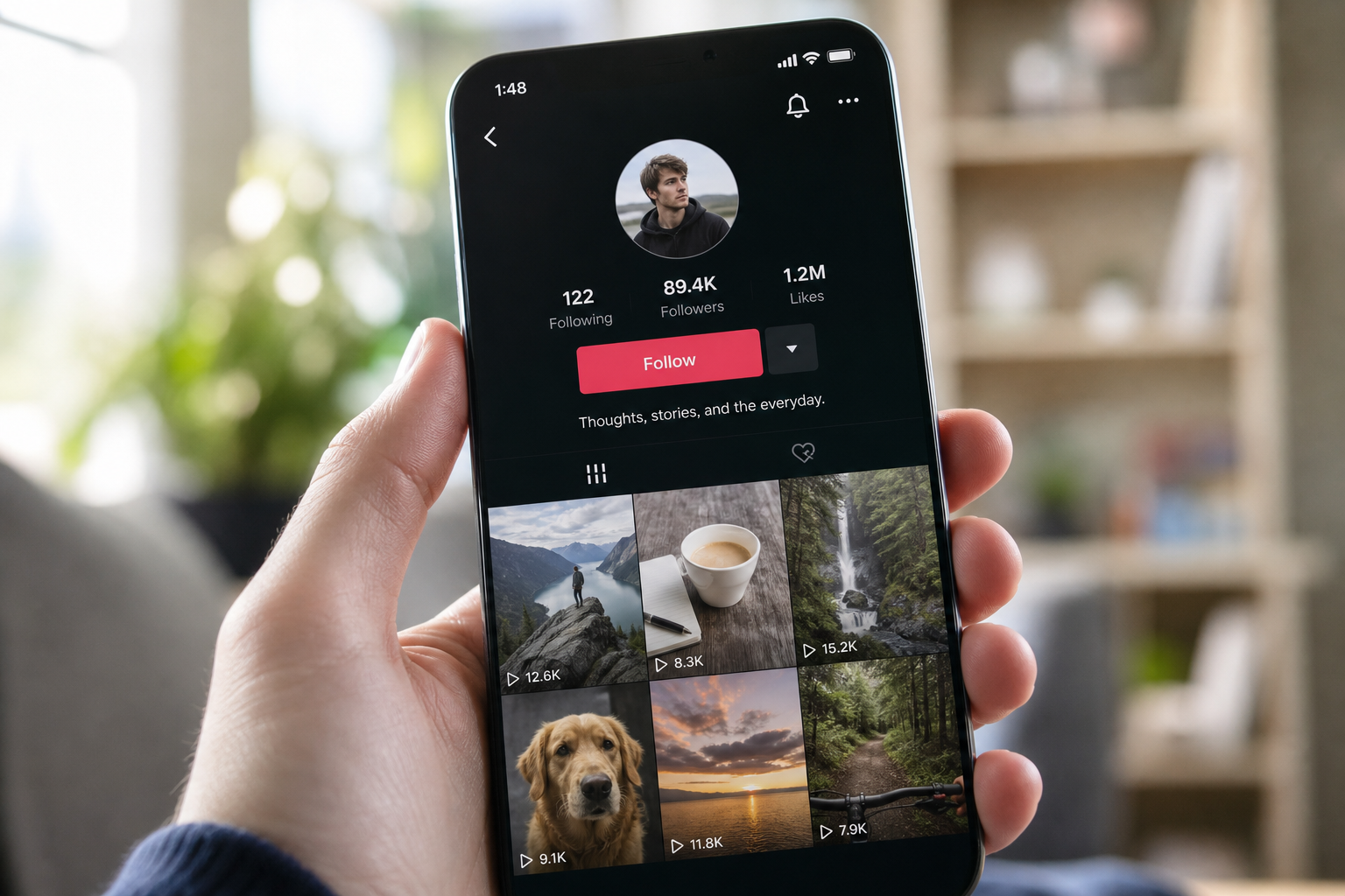Smartphone showing a creator profile while reviewing follower authenticity before a brand deal