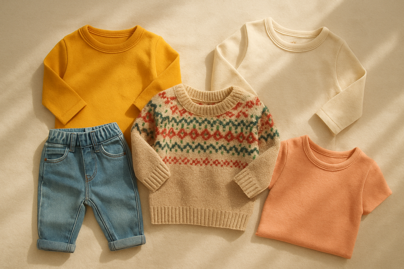 Curated wardrobe rental for kids showing premium children's clothing items arranged neatly