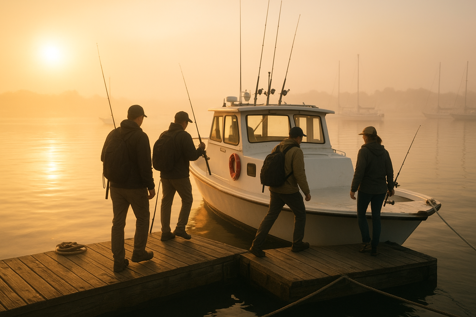 Myrtle Beach fishing charters for small groups depart from the dock at sunrise