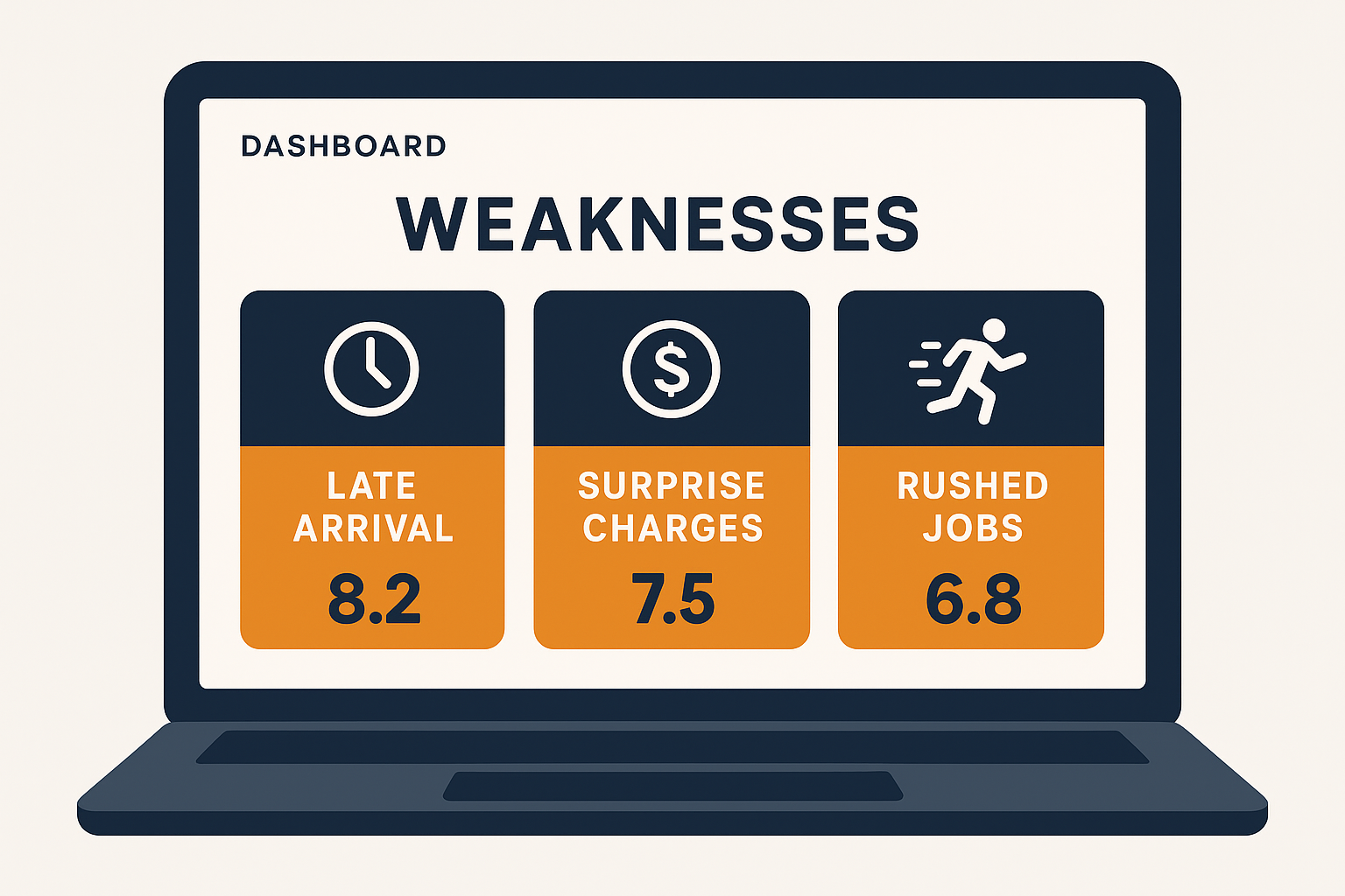 Dashboard showing weakness themes scored for exploitability from competitor review analysis